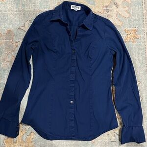 Express navy button down size xs top